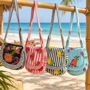 Handmade Frill Design Cotton Sling Bags